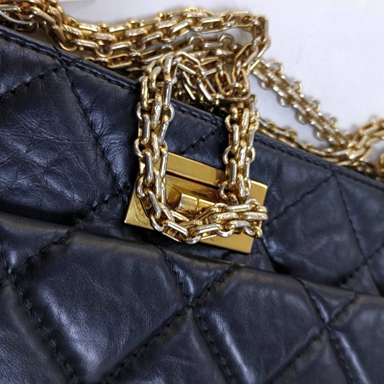 Chanel - 2.55 Series Chain Tote Bag - Calfskin leather - Black - (medium)