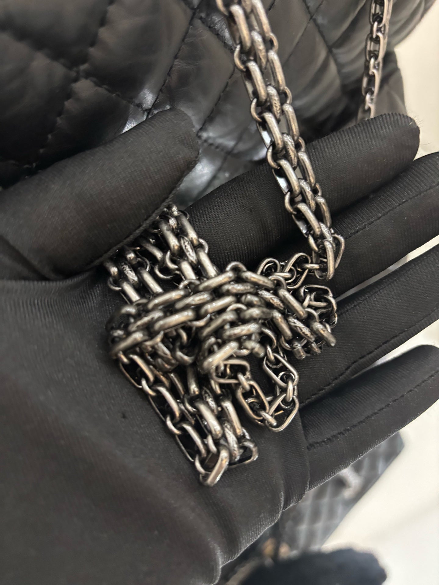 Chanel - 2.55 Series Tote - Aged calfskin leather - Black with Silver-Tone Hardware - (Large)