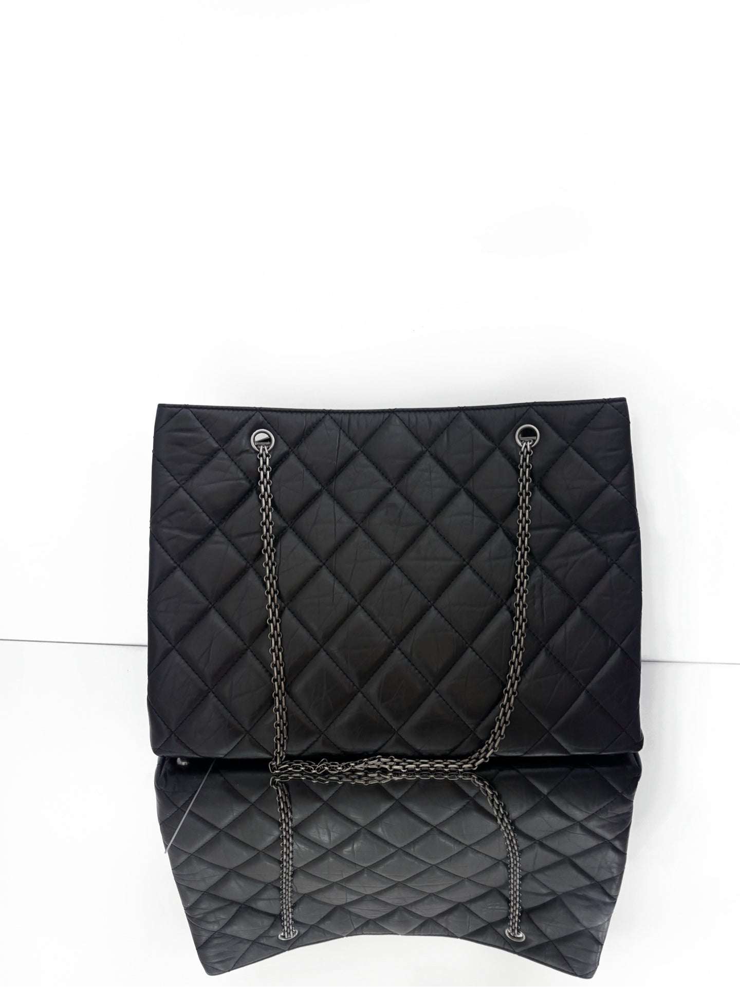 Chanel - 2.55 Series Tote - Aged calfskin leather - Black with Silver-Tone Hardware - (Large)