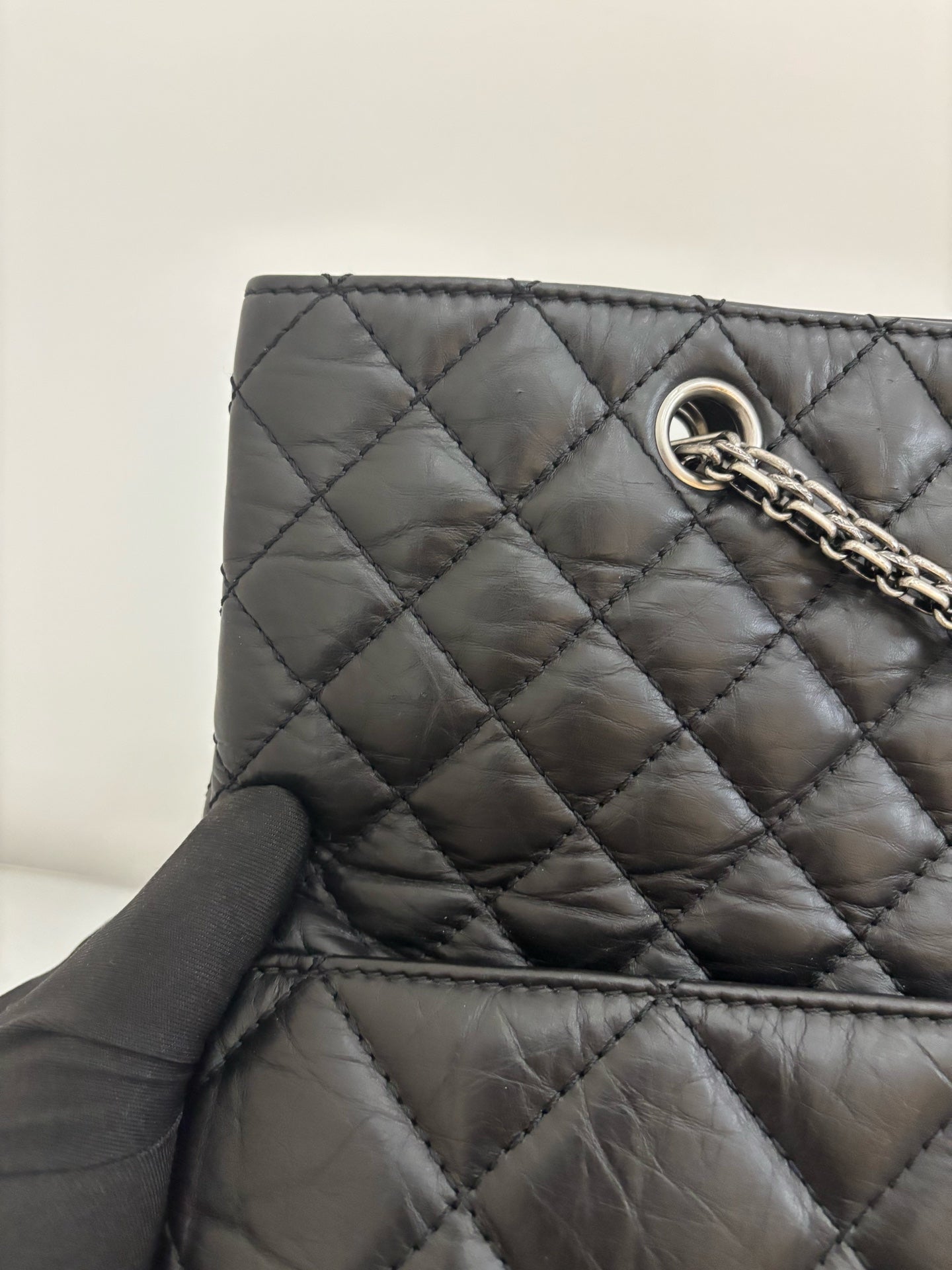 Chanel - 2.55 Series Tote - Aged calfskin leather - Black with Silver-Tone Hardware - (Large)