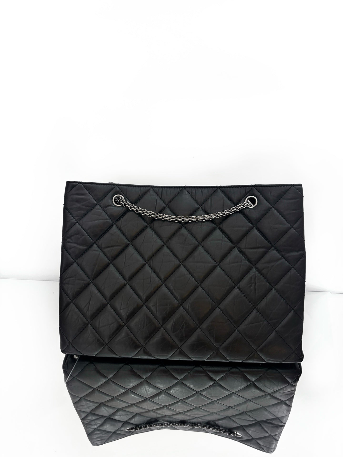 Chanel - 2.55 Series Tote - Aged calfskin leather - Black with Silver-Tone Hardware - (Large)