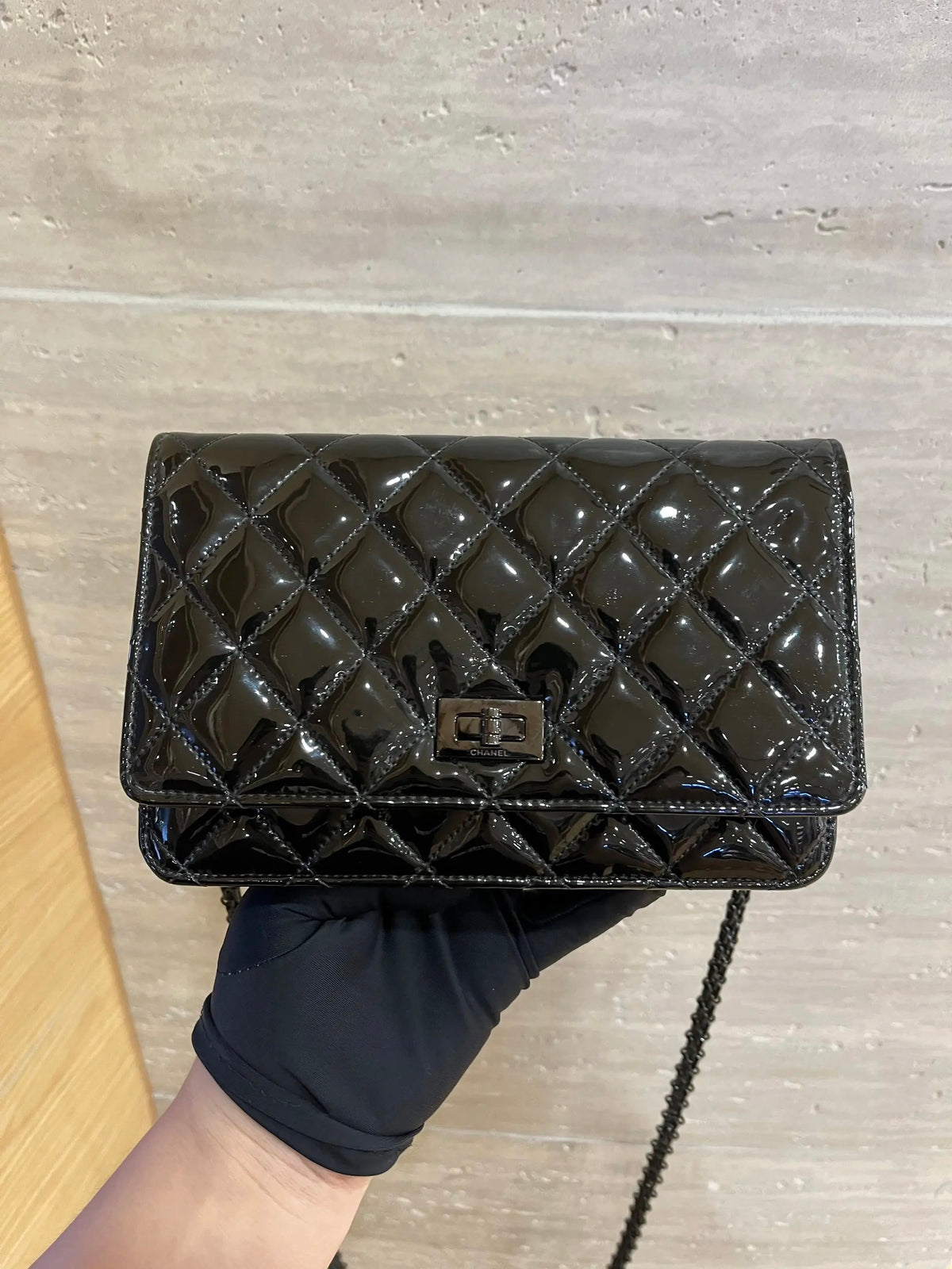 Chanel - 2.55 Wallet On Chain So Black - Patent leather - Black - (small)