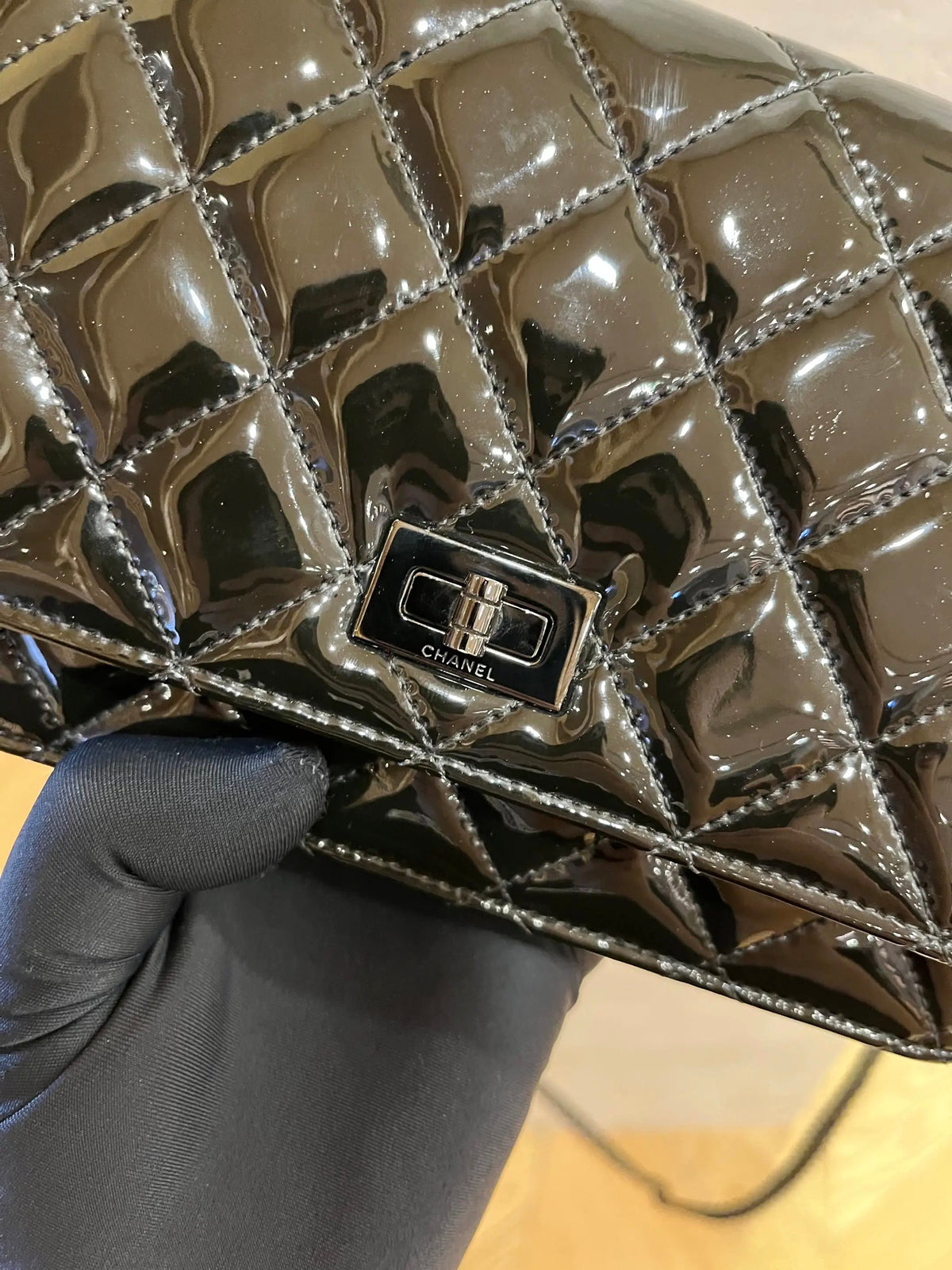 Chanel - 2.55 Wallet On Chain So Black - Patent leather - Black - (small)