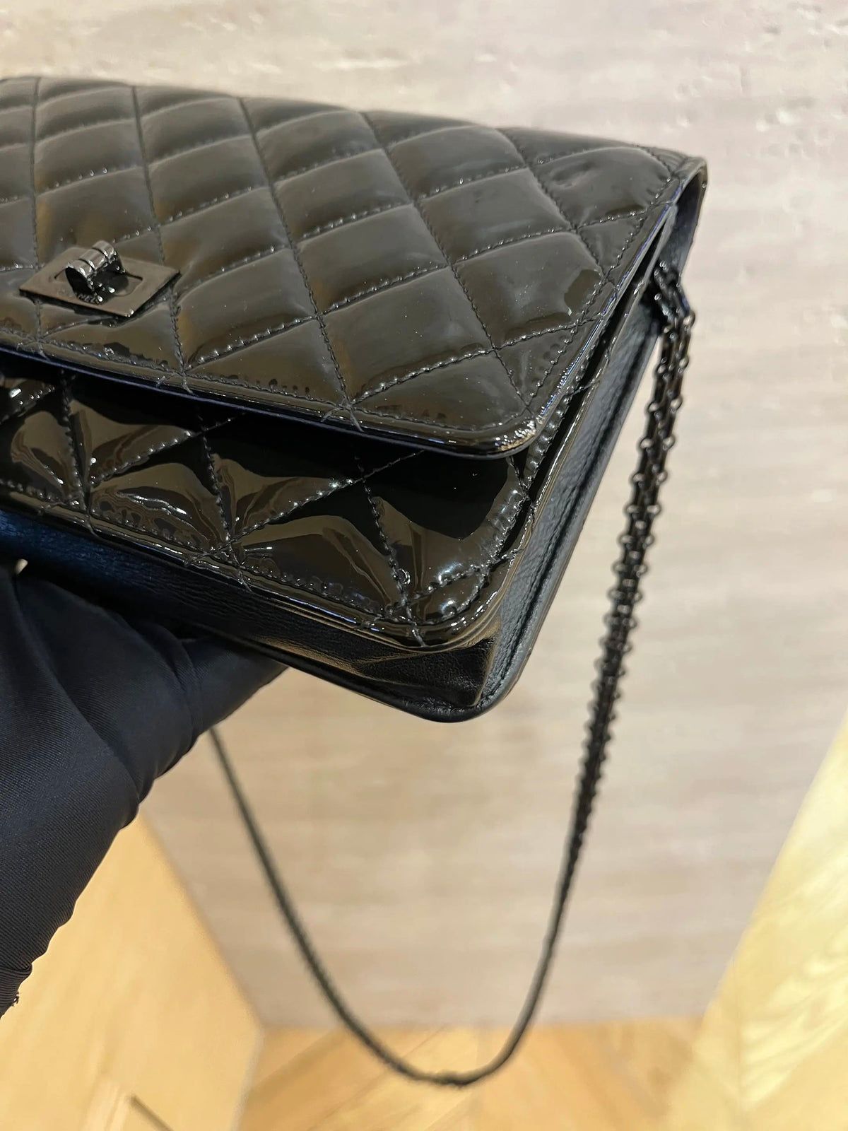 Chanel - 2.55 Wallet On Chain So Black - Patent leather - Black - (small)