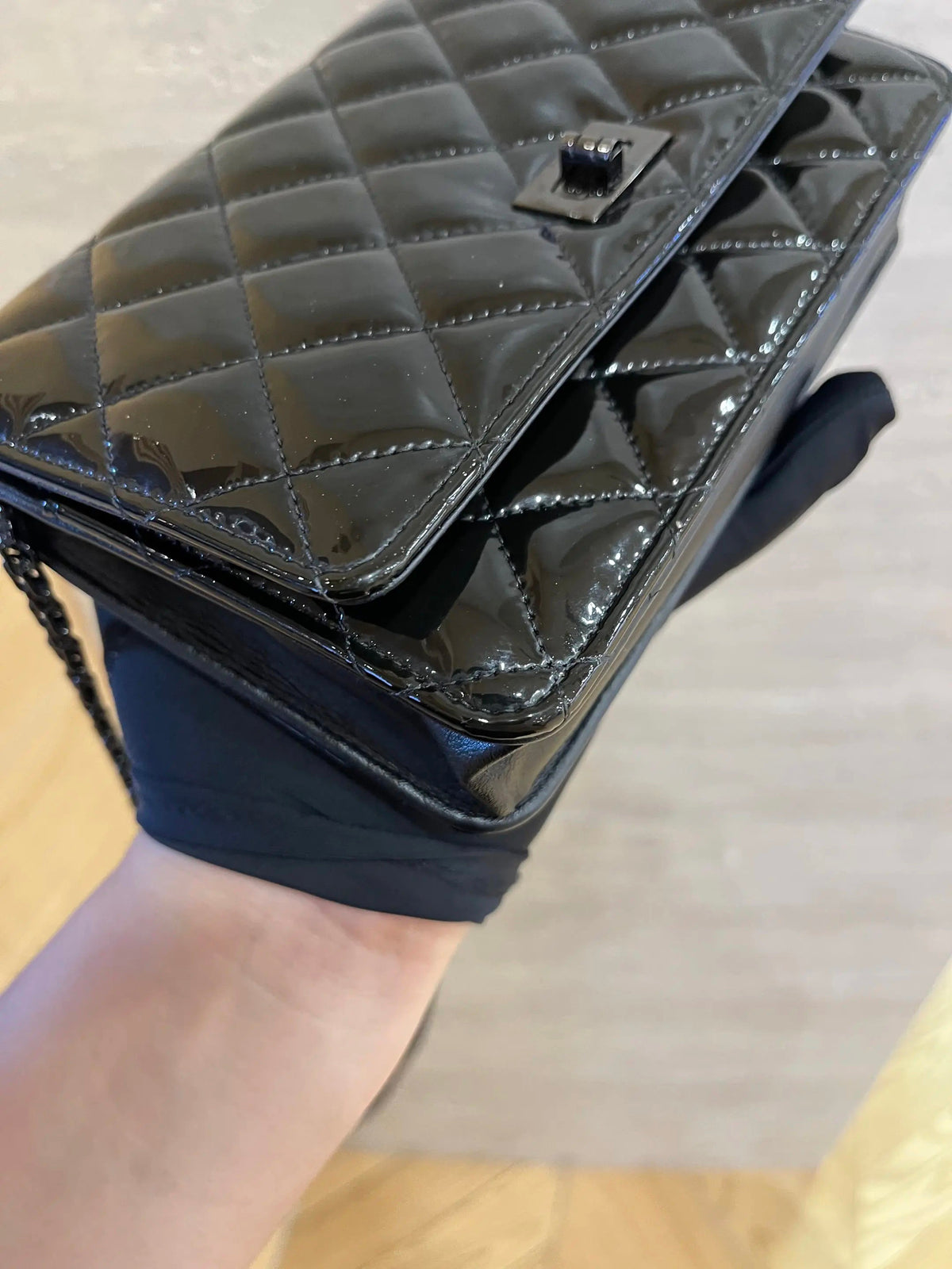 Chanel - 2.55 Wallet On Chain So Black - Patent leather - Black - (small)