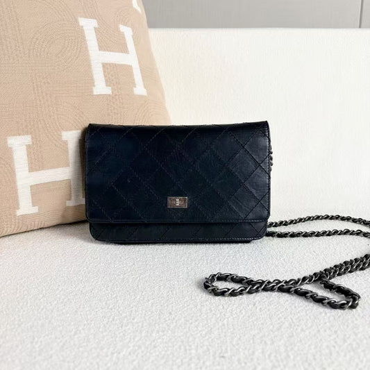 Chanel - 2.55 Wallet on Chain (WOC) - Aged calfskin leather - Black - (mini)