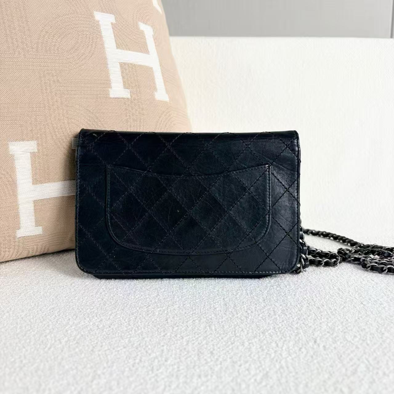 Chanel - 2.55 Wallet on Chain (WOC) - Aged calfskin leather - Black - (mini)