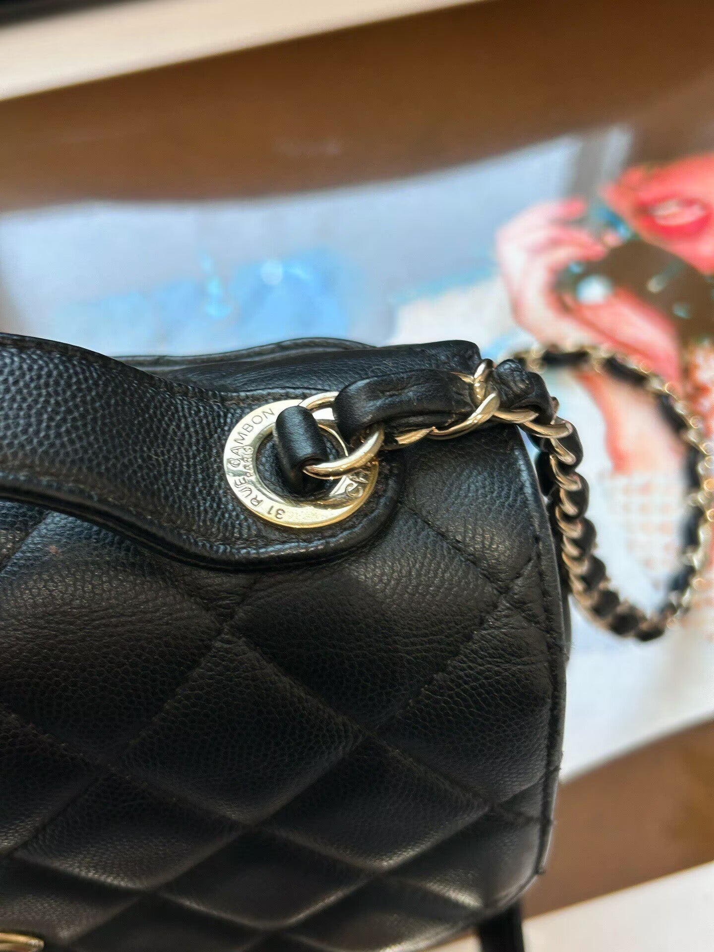 Chanel - 20B Top Handle Flap Bag - Caviar leather - Black with Gold-Tone Hardware - (Small)