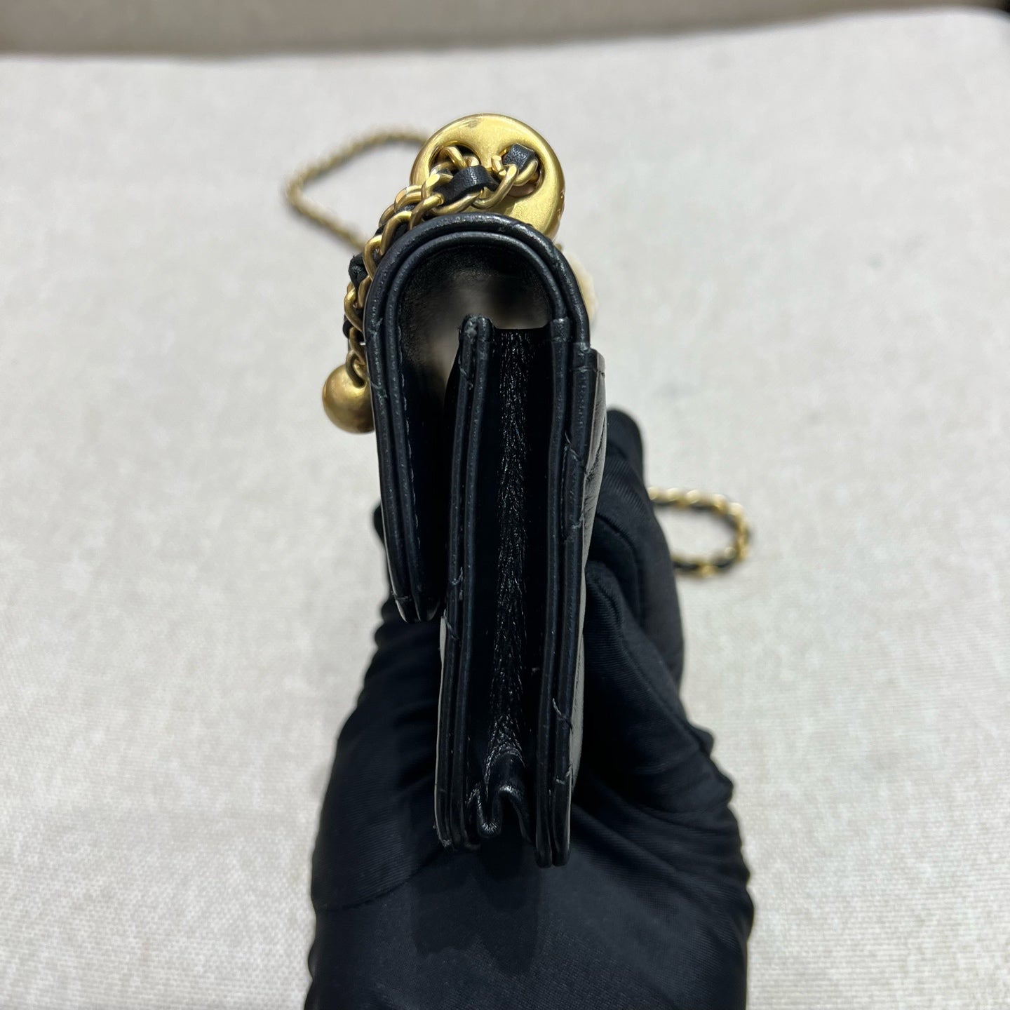Chanel - 21A Double Gold Pearl Mini WOC - Leather - Black - (mini)
