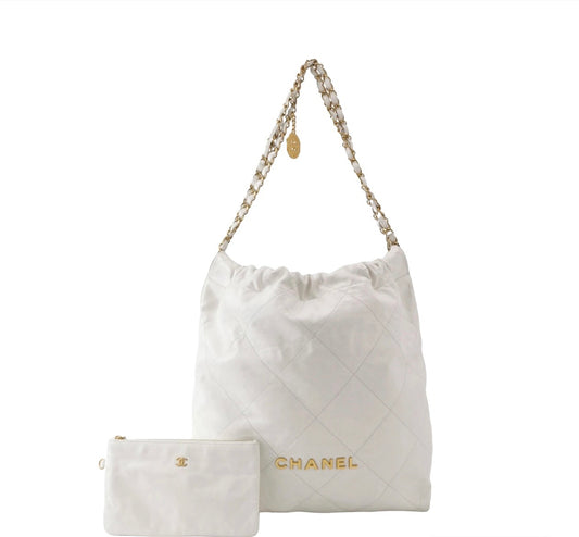 Chanel - 22 Bag - Leather - White - (Large)