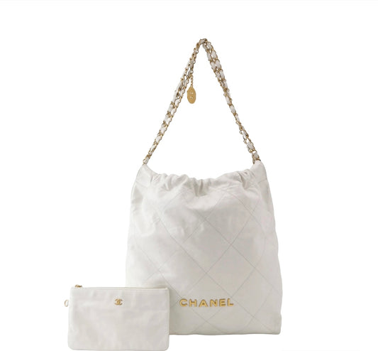 Chanel - 22 Bag - Leather - White - (large)