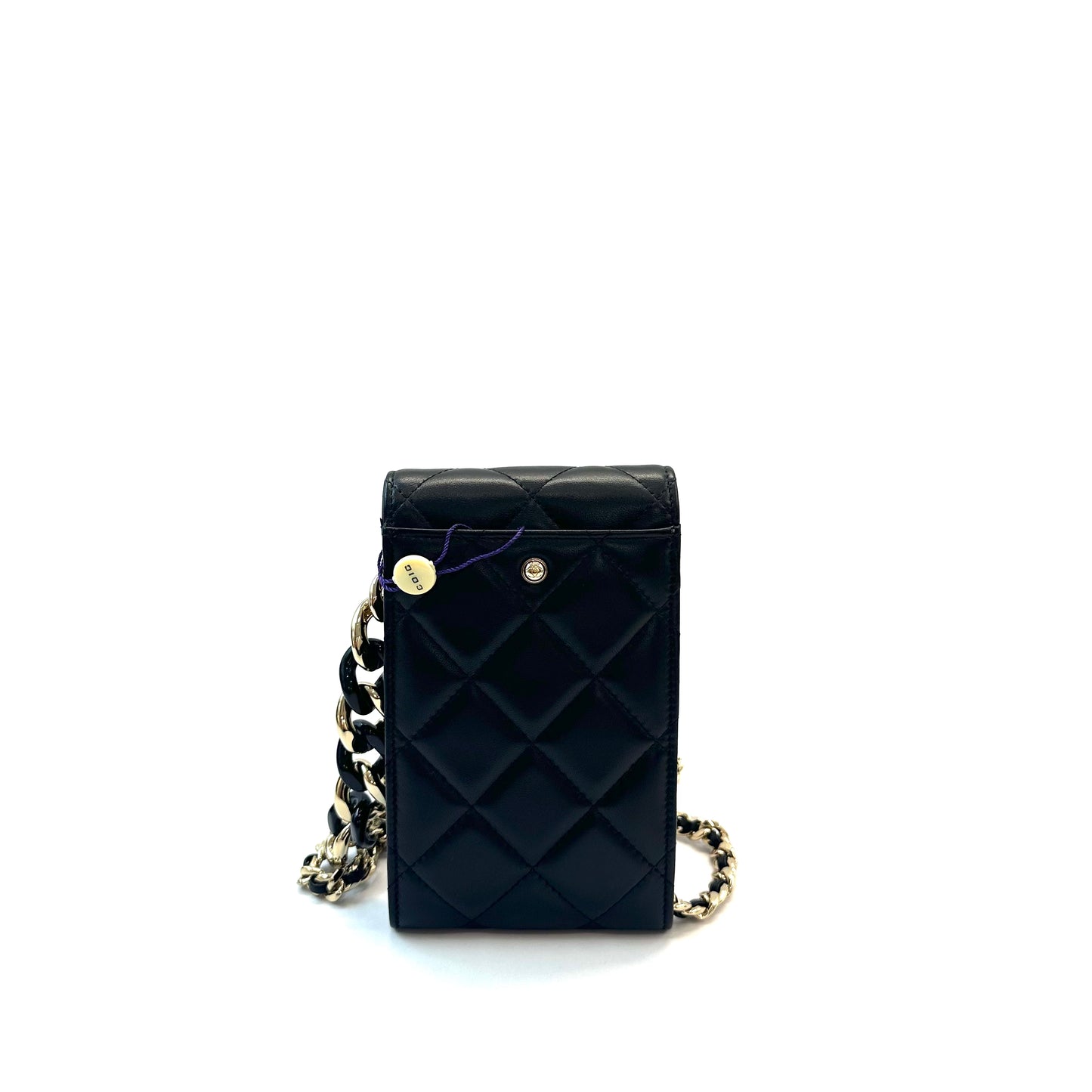 Chanel - 22C Phone Chain Bag - Leather - Black