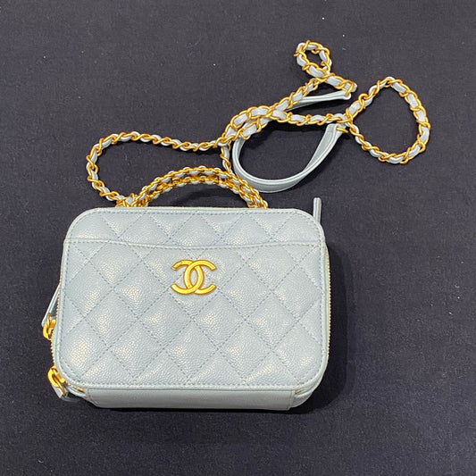 Chanel - 22S Small Box Camera Bag with Top Handle - Grained calfskin leather - Light Blue - (mini)