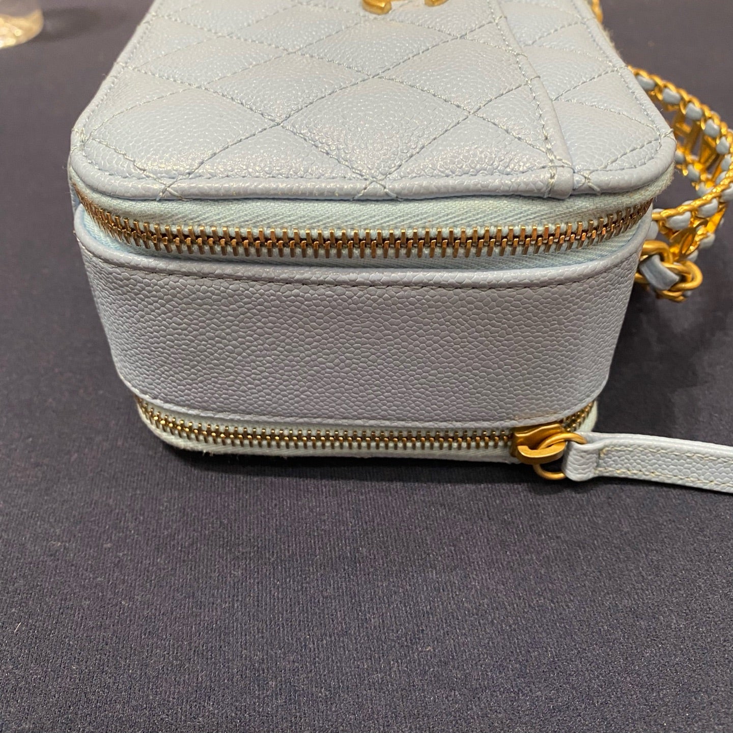 Chanel - 22S Small Box Camera Bag with Top Handle - Grained calfskin leather - Light Blue - (mini)
