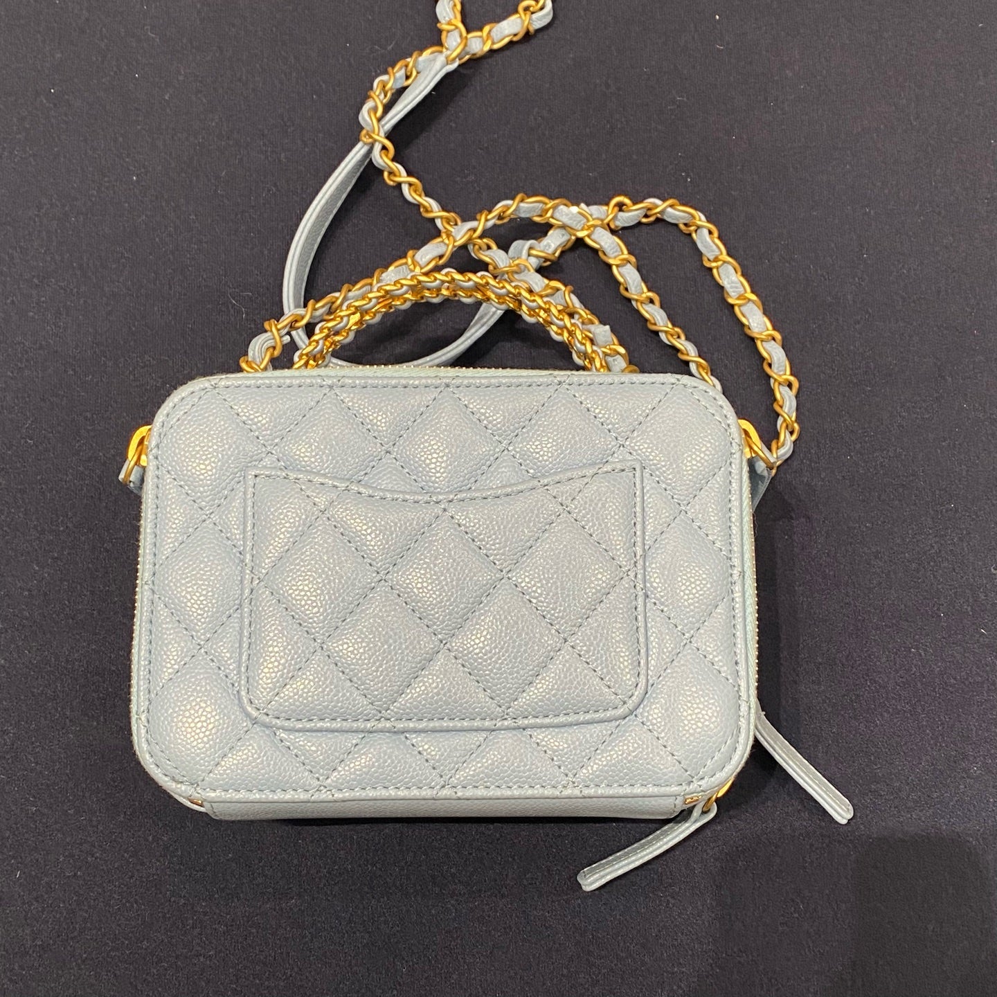 Chanel - 22S Small Box Camera Bag with Top Handle - Grained calfskin leather - Light Blue - (mini)