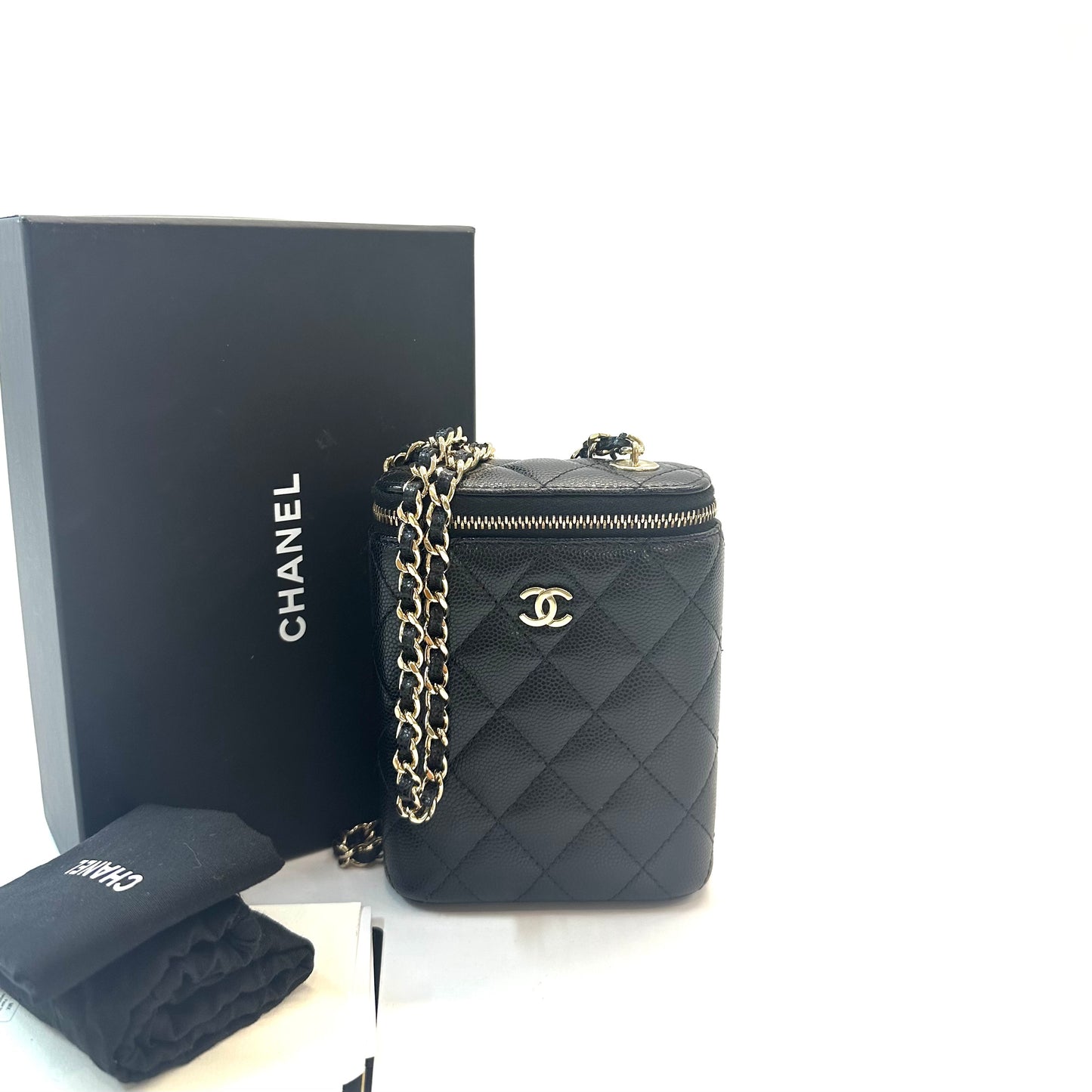 Chanel - 22S Vanity Case Chain Bag - Leather - Black