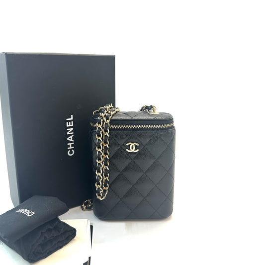 Chanel - 22S Vanity Case Chain Bag - Leather - Black