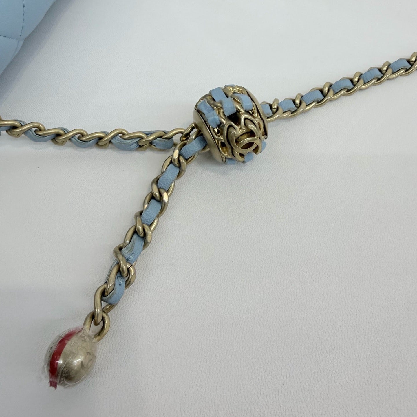 Chanel - 22S Wallet On Chain (WOC) with Gold Ball - Lambskin leather - Blue with Gold-Tone Hardware - (mini)
