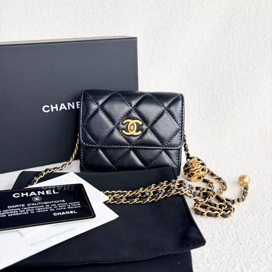 Chanel - 22S Walnut Ball Mini WOC - Lambskin leather - Black - (mini)