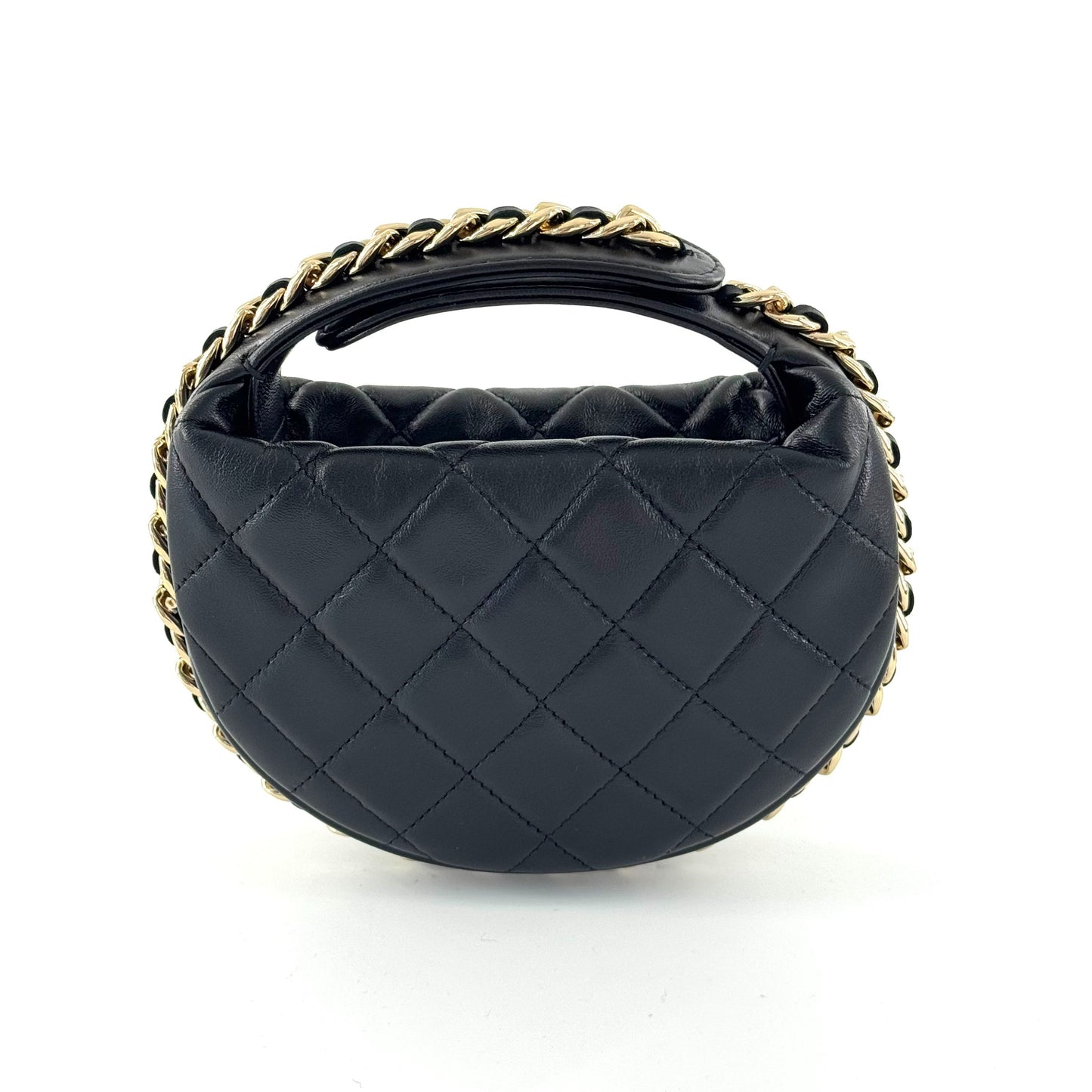 Chanel - 23C Hula Hoop Crescent Mini Bag - Lambskin leather - Black with Gold-Tone Hardware - (mini)