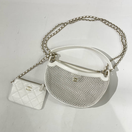 Chanel - 25S Mesh Hobo Bag with Quilted Pouch - Mesh and Leather - White - (mini)