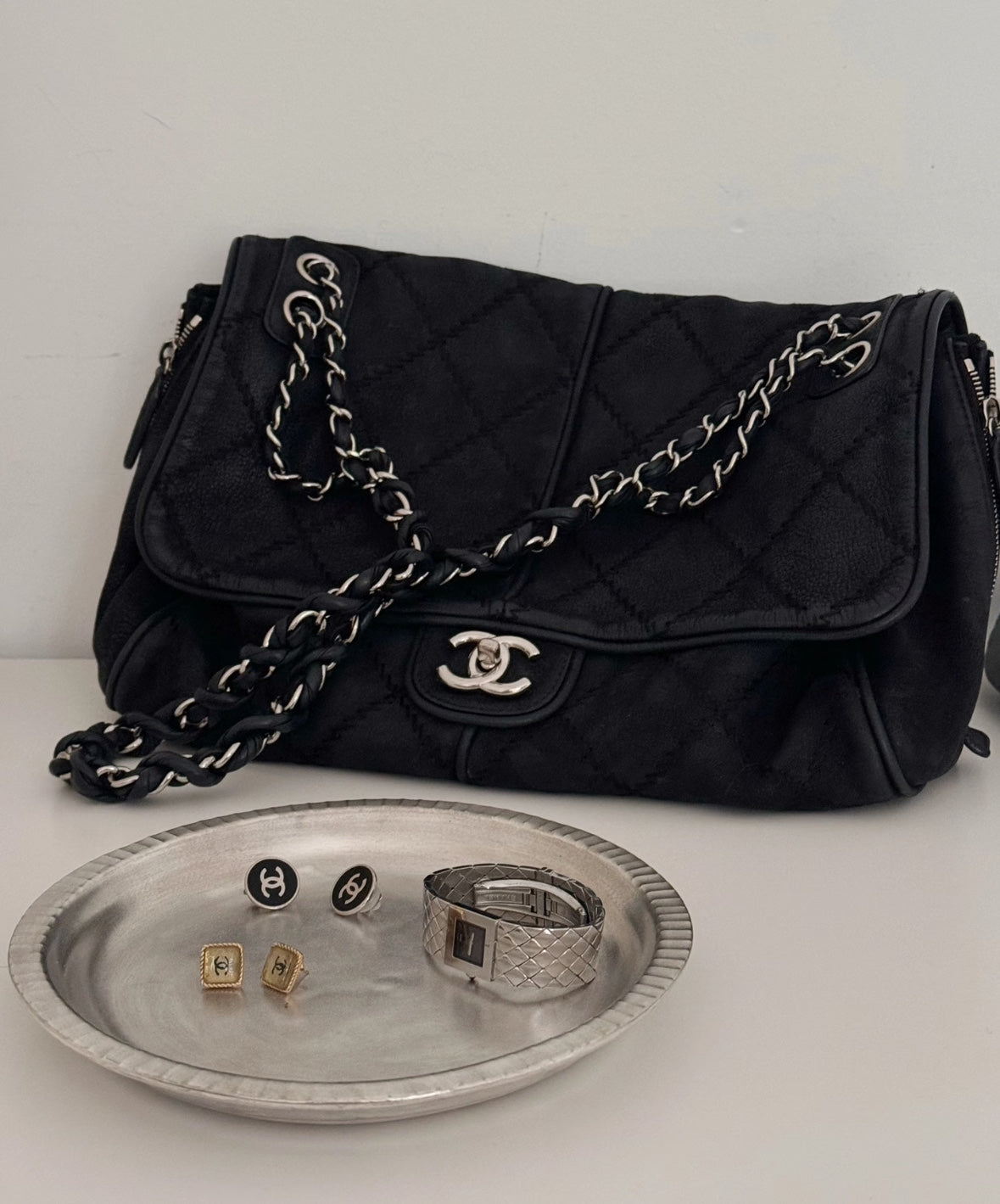 Chanel - Airport Tote - Suede leather - Black - (medium)