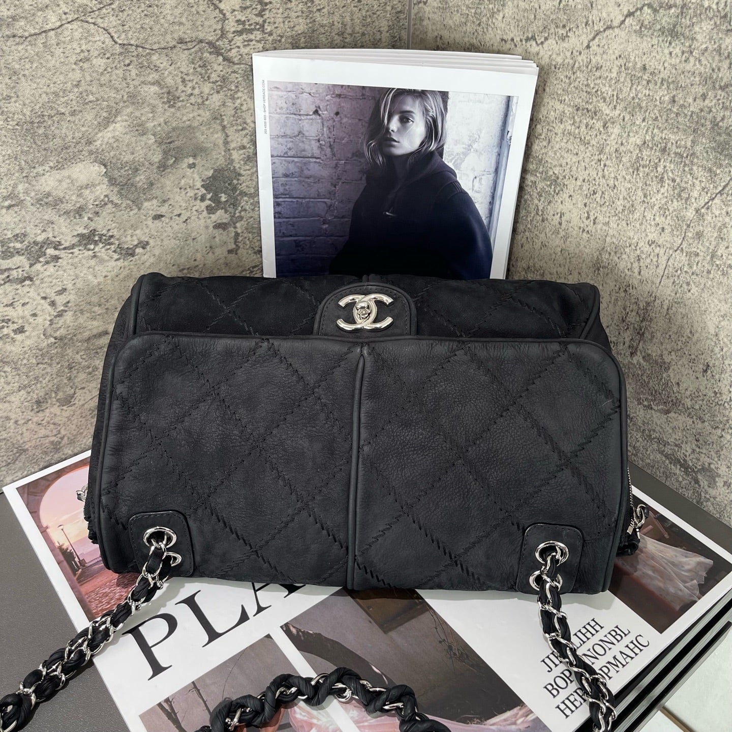 Chanel - Airport Tote - Suede leather - Black - (medium)