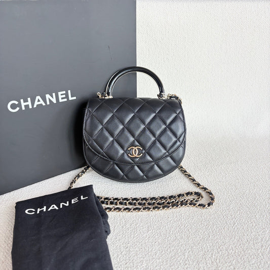 Chanel - Asymmetrical Flap Bag - Leather - Black - (mini)