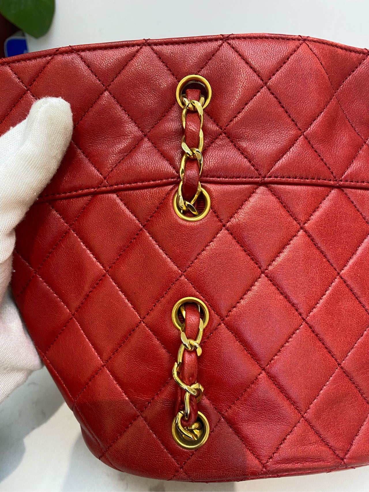 Chanel - Basket Tote - Leather - Red - (small)