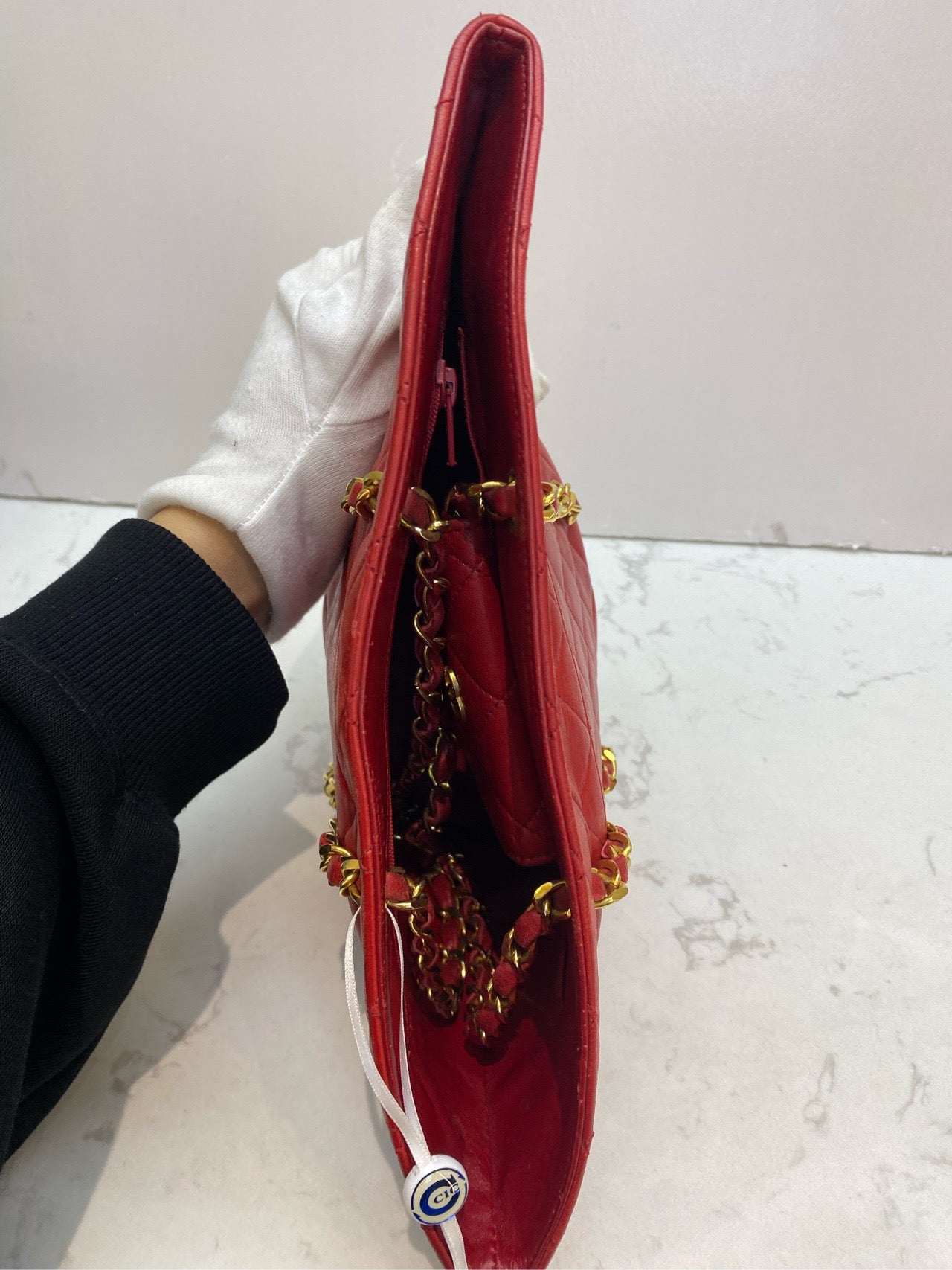 Chanel - Basket Tote - Leather - Red - (small)