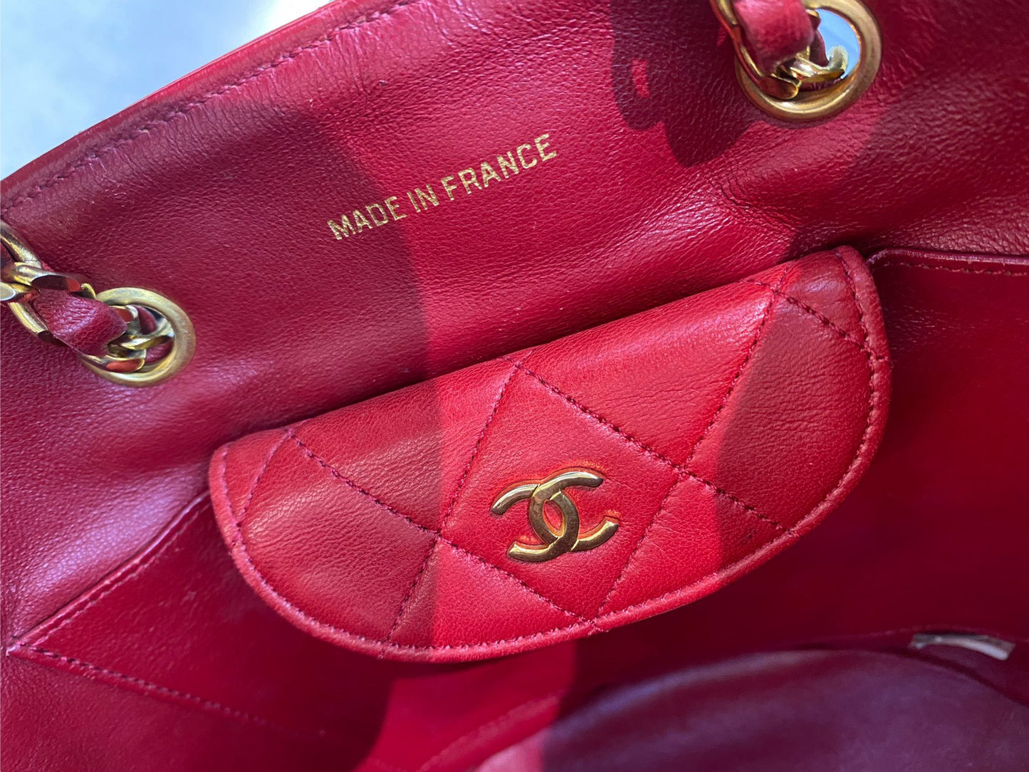Chanel - Basket Tote - Leather - Red - (small)