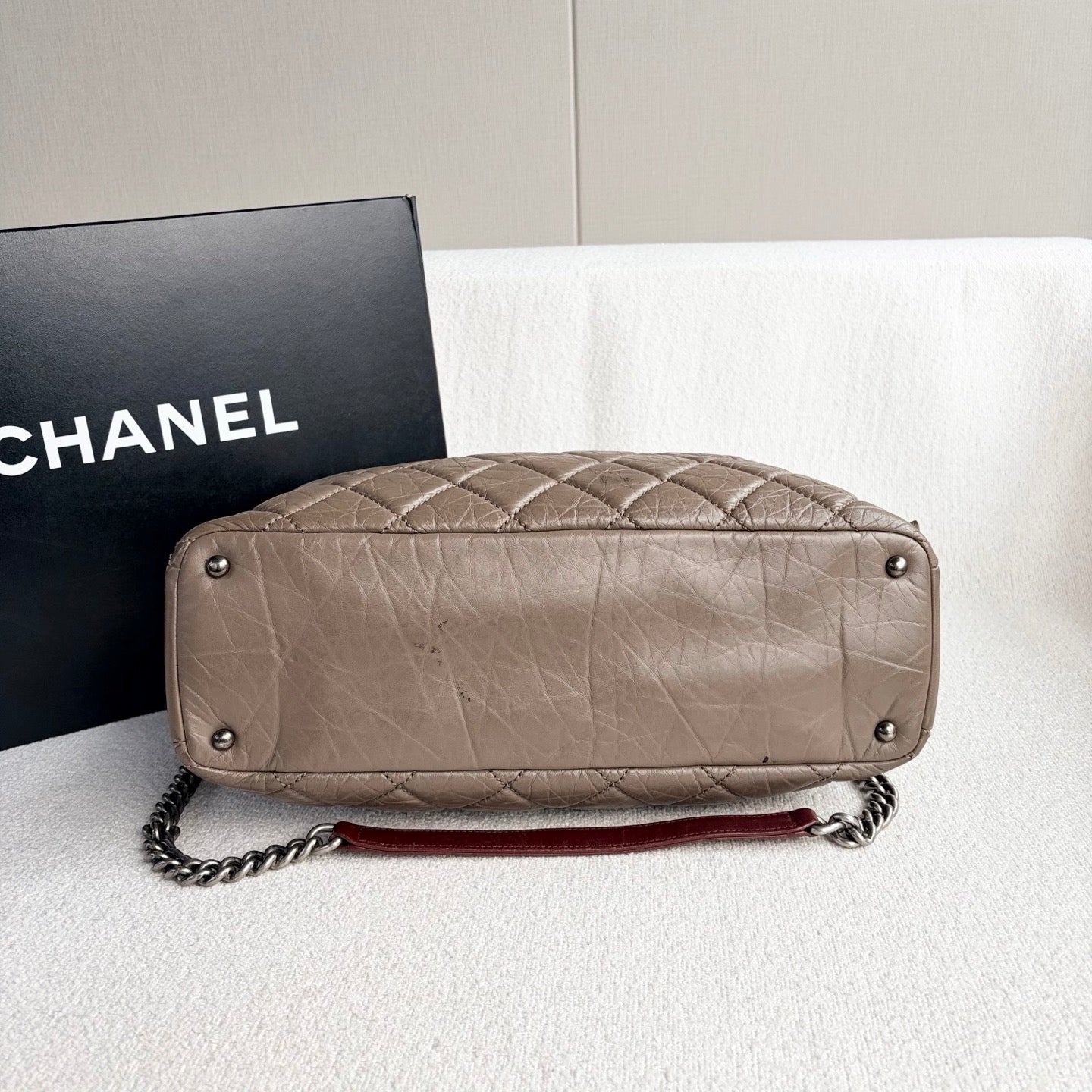 Chanel - Bombay Tote Bag - Leather, Tweed - Grey - (medium)