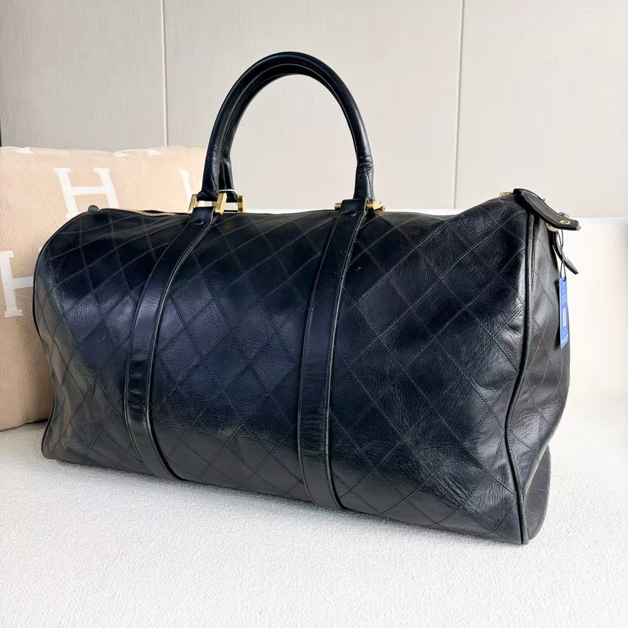 Chanel - Boston Bag - Calfskin leather - Black with Gold-Tone Hardware - (large)