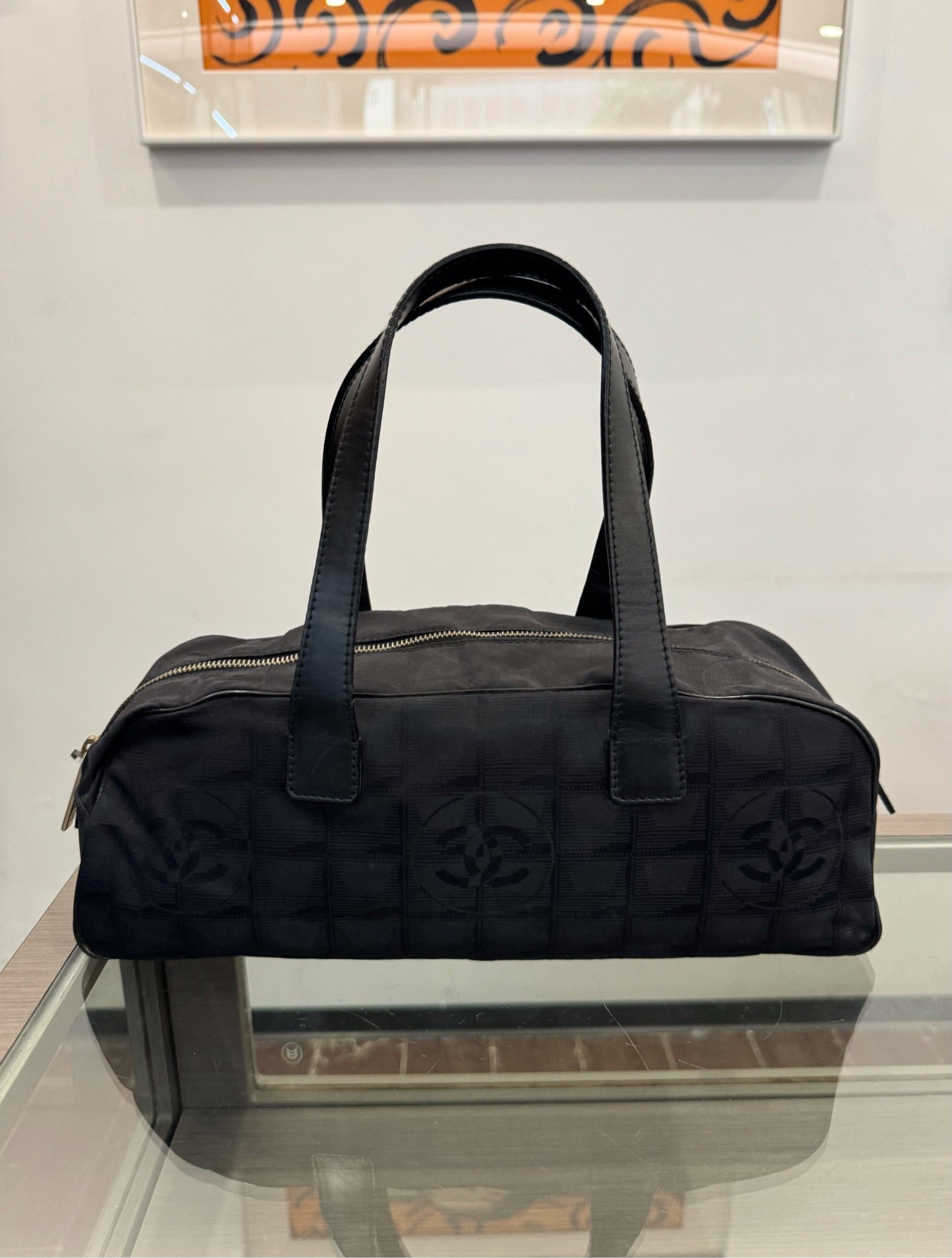 Chanel - Boston Bag - Cloth - Black - (large)