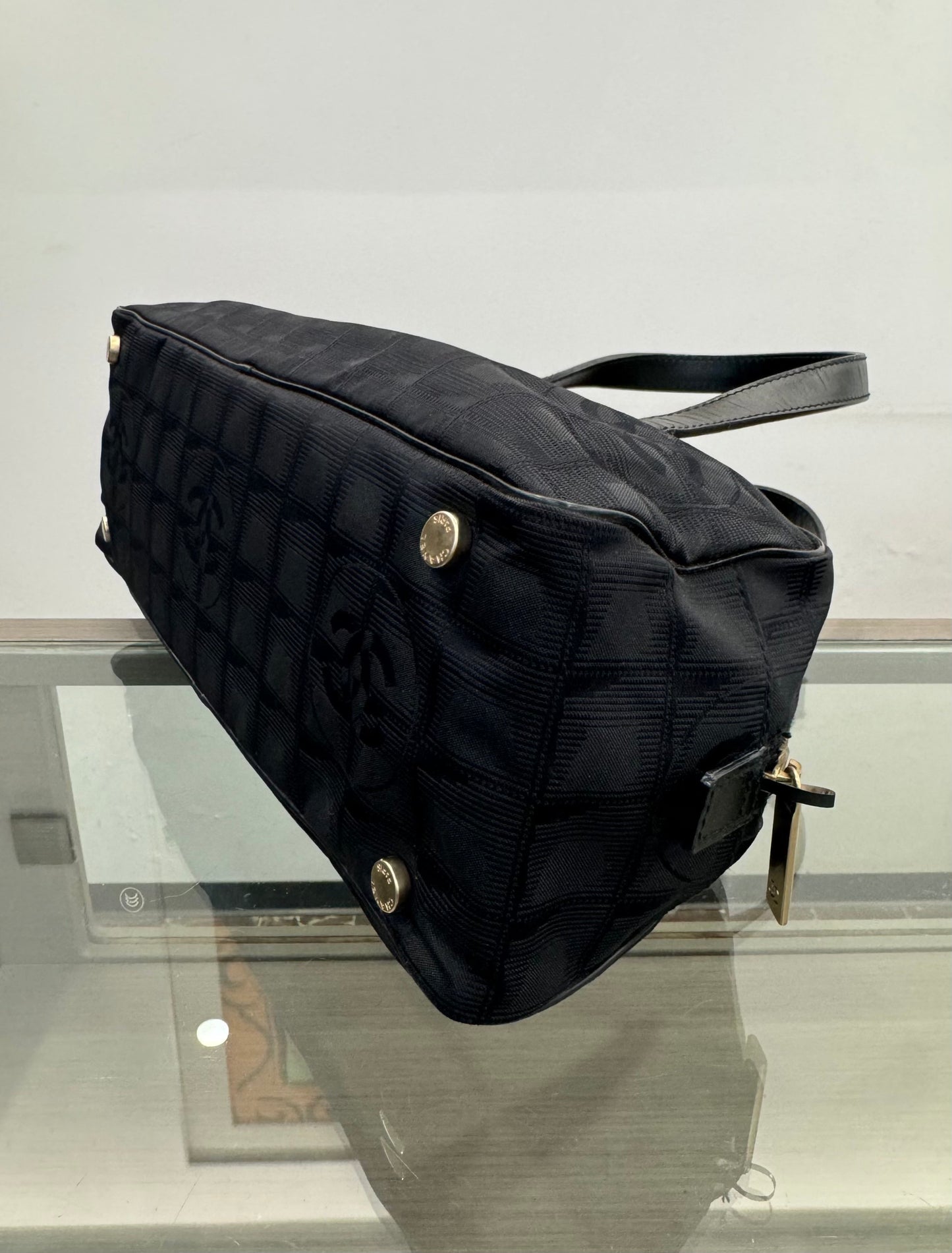 Chanel - Boston Bag - Cloth - Black - (large)