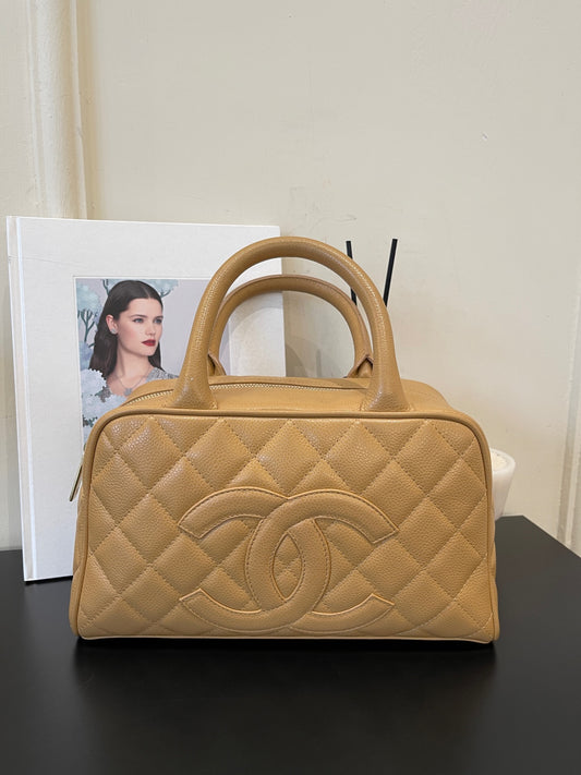 Chanel - Bowling bag - Leather - Beige - (medium)