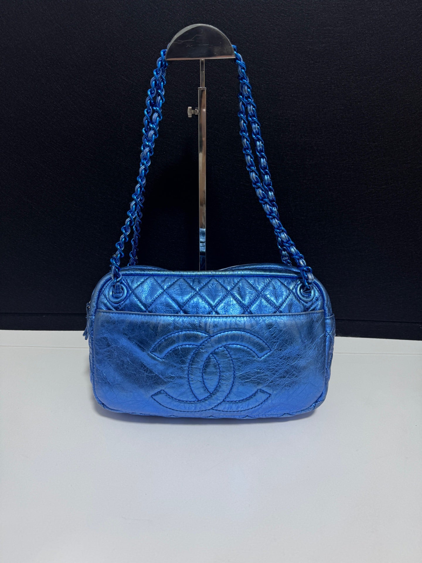 Chanel - Bowling bag - Leather - Blue - (Other)