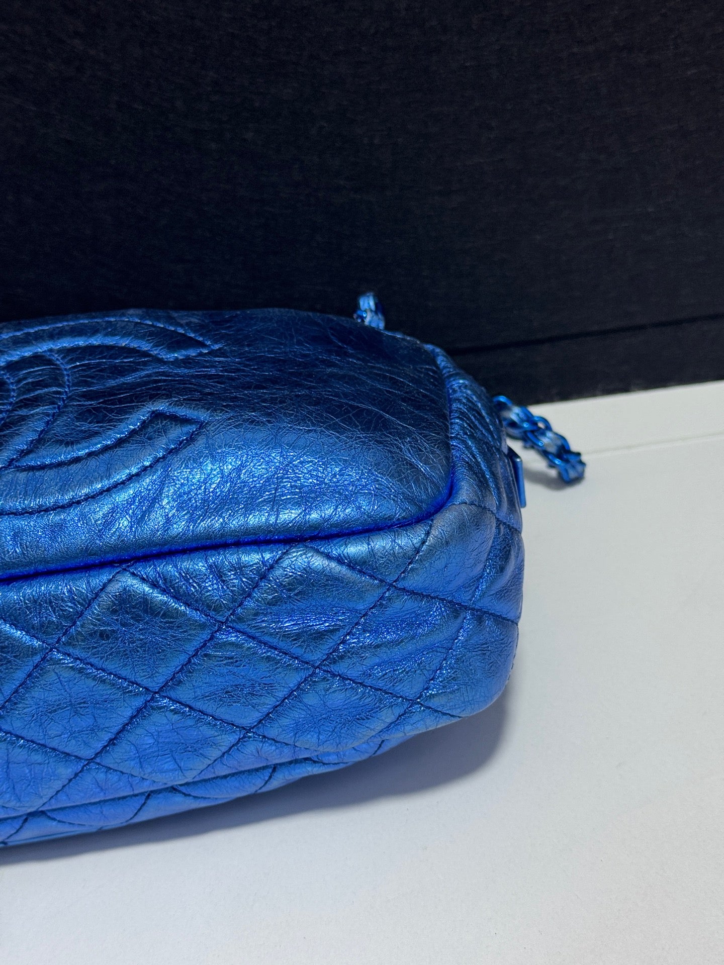 Chanel - Bowling bag - Leather - Blue - (Other)