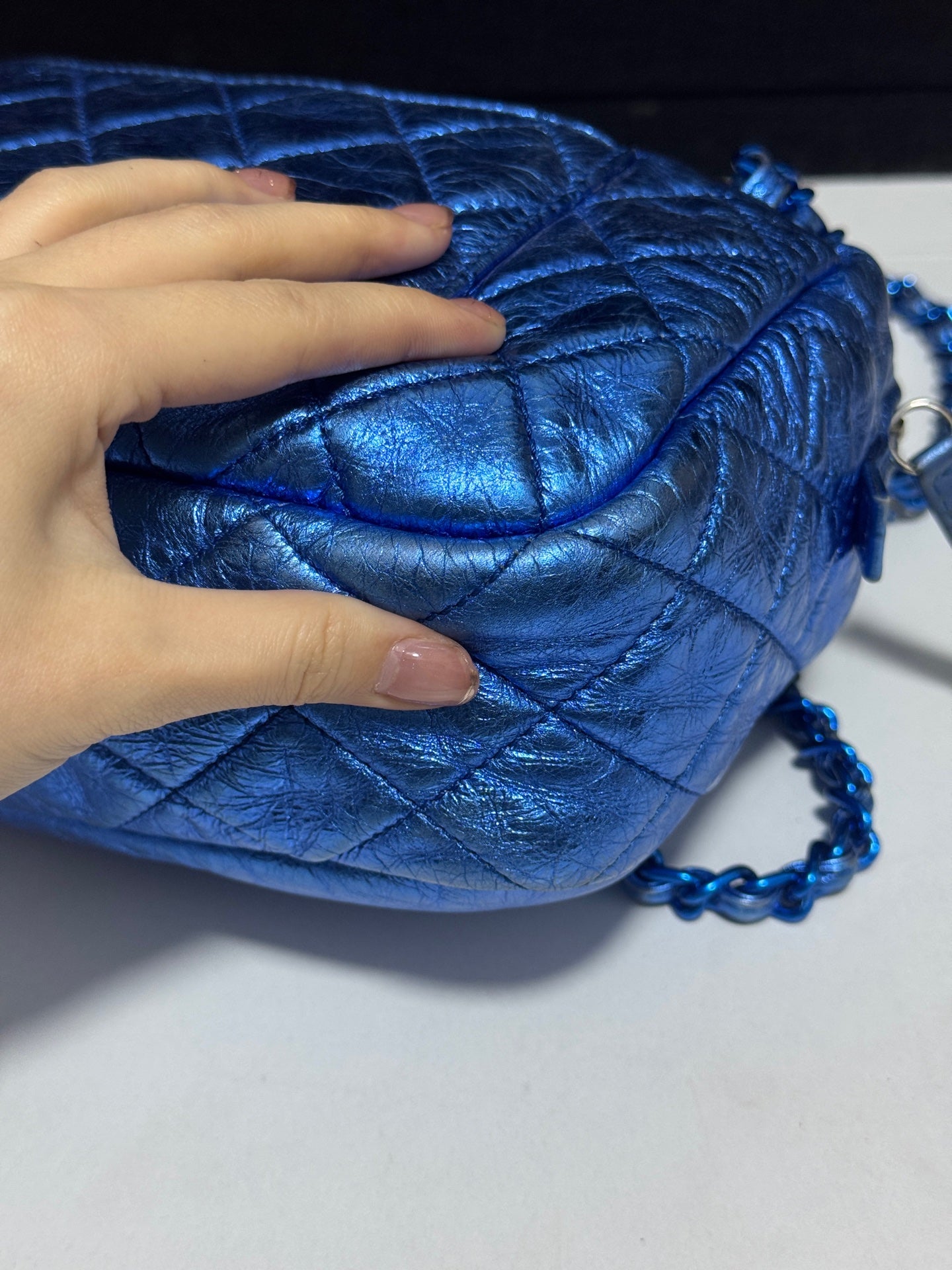 Chanel - Bowling bag - Leather - Blue - (Other)