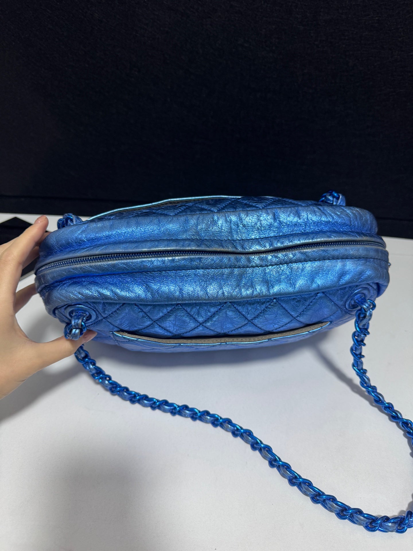 Chanel - Bowling bag - Leather - Blue - (Other)