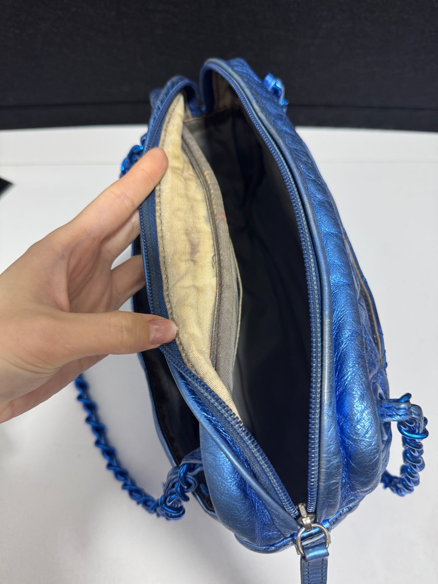 Chanel - Bowling bag - Leather - Blue - (Other)