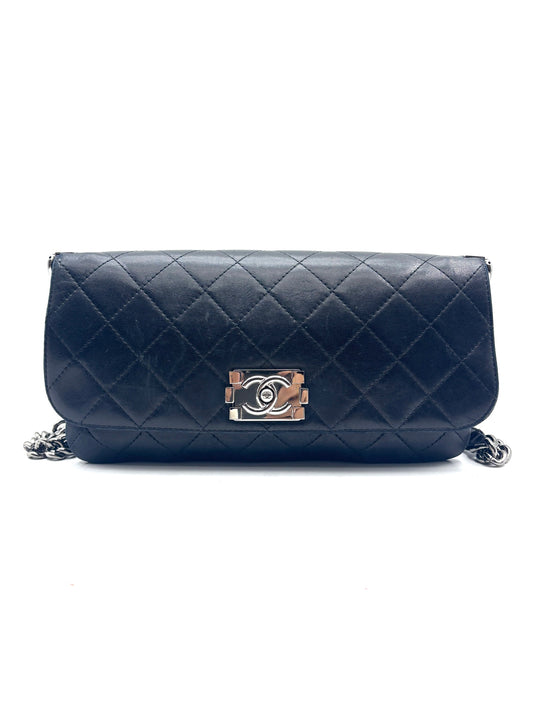 Chanel - Boy Accordion Baguette Flap Bag - Lambskin leather - Black - (Small)