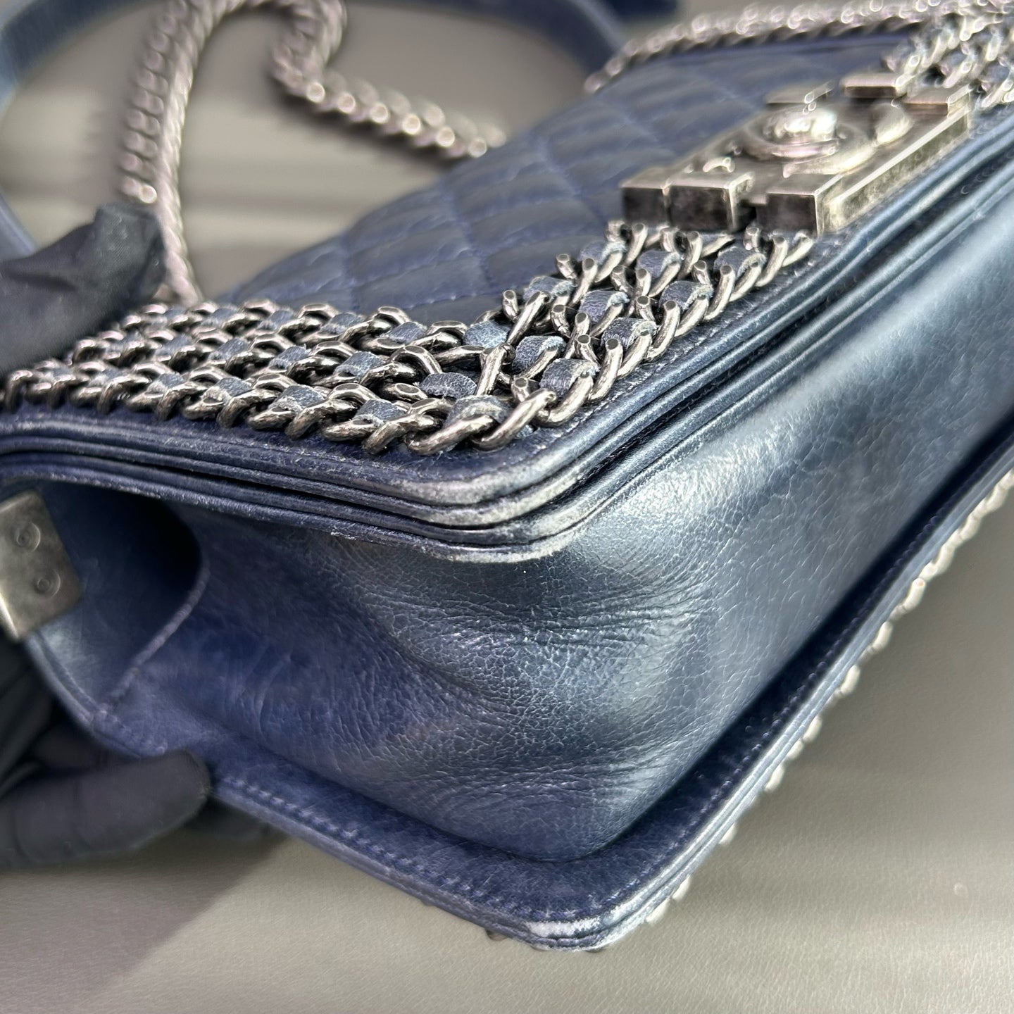 Chanel - Boy Bag - Aged calfskin leather - Deep Navy - (mini)