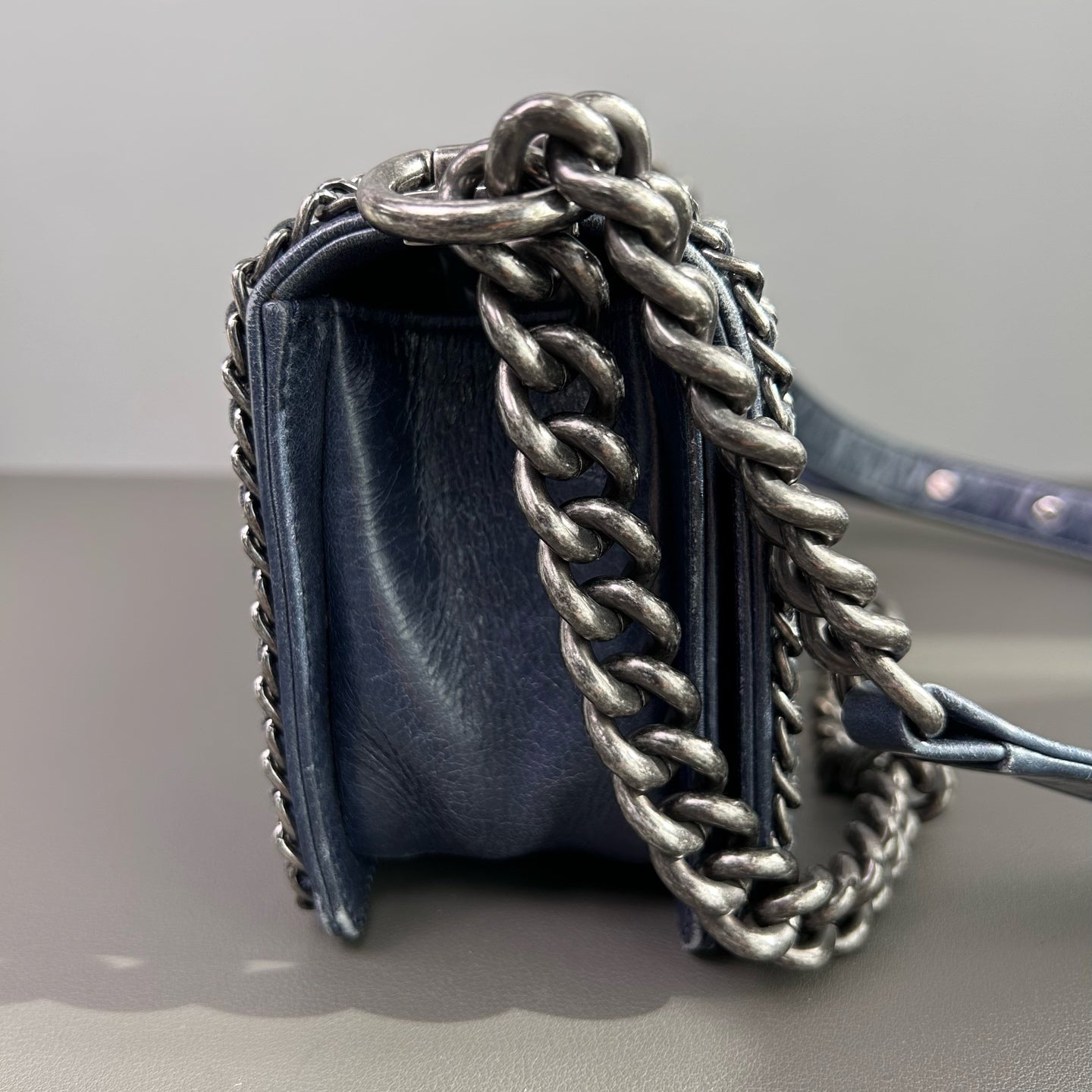 Chanel - Boy Bag - Aged calfskin leather - Deep Navy - (mini)