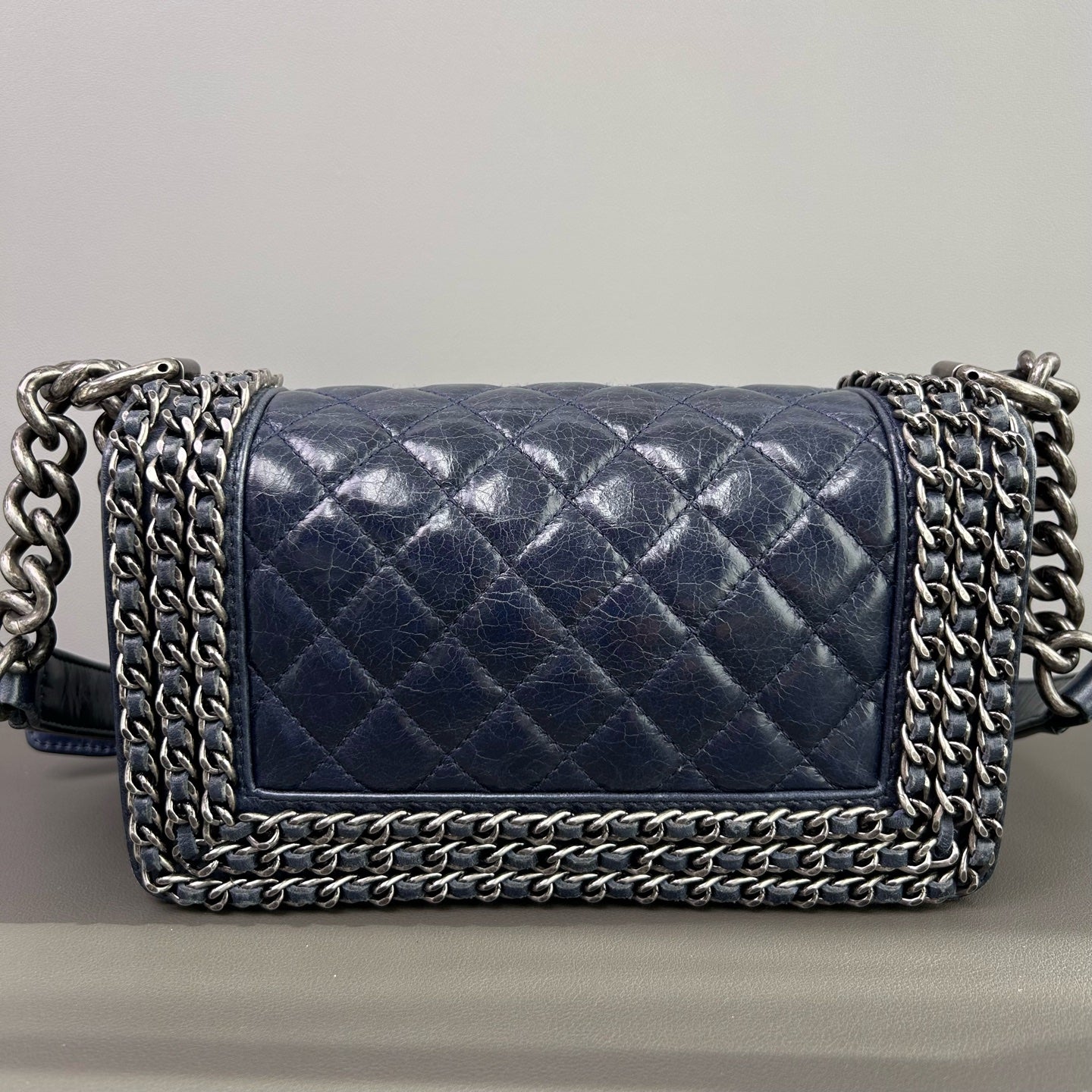 Chanel - Boy Bag - Aged calfskin leather - Deep Navy - (mini)