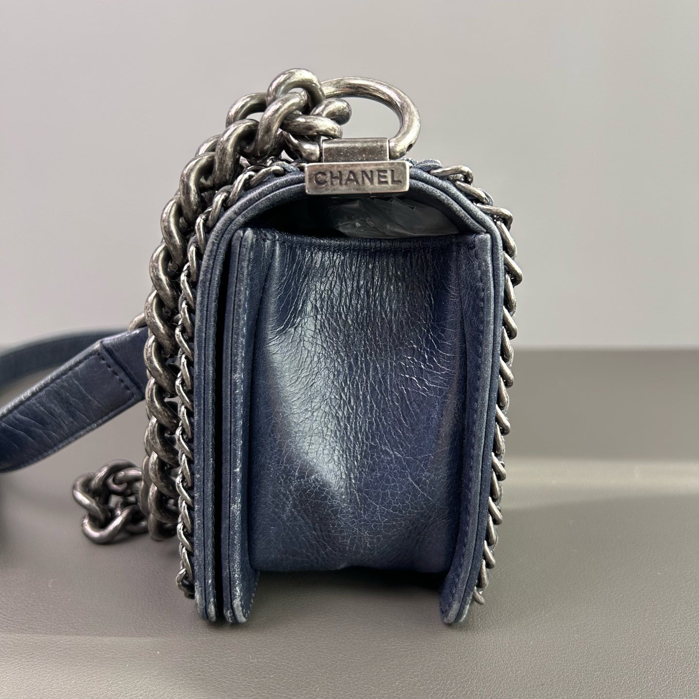 Chanel - Boy Bag - Aged calfskin leather - Deep Navy - (mini)