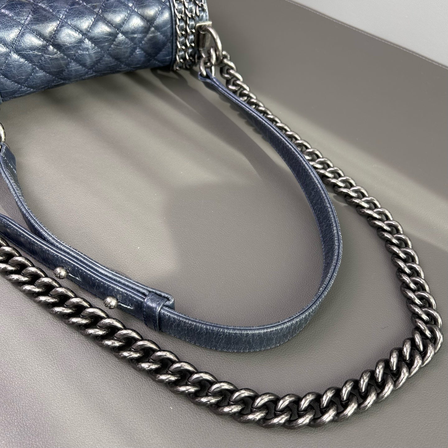 Chanel - Boy Bag - Aged calfskin leather - Deep Navy - (mini)