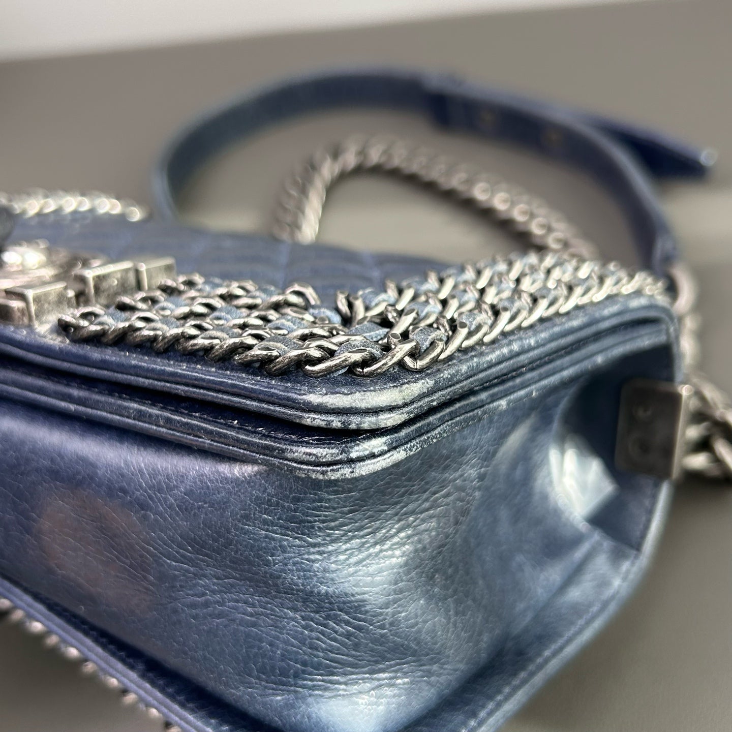 Chanel - Boy Bag - Aged calfskin leather - Deep Navy - (mini)