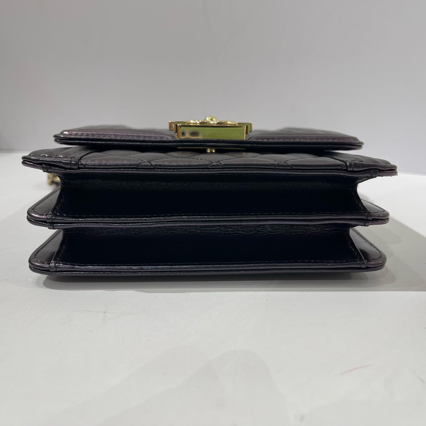 Chanel - Boy Bag - Calfskin leather - Iridescent Black with Gold-Tone Hardware - (Mini)