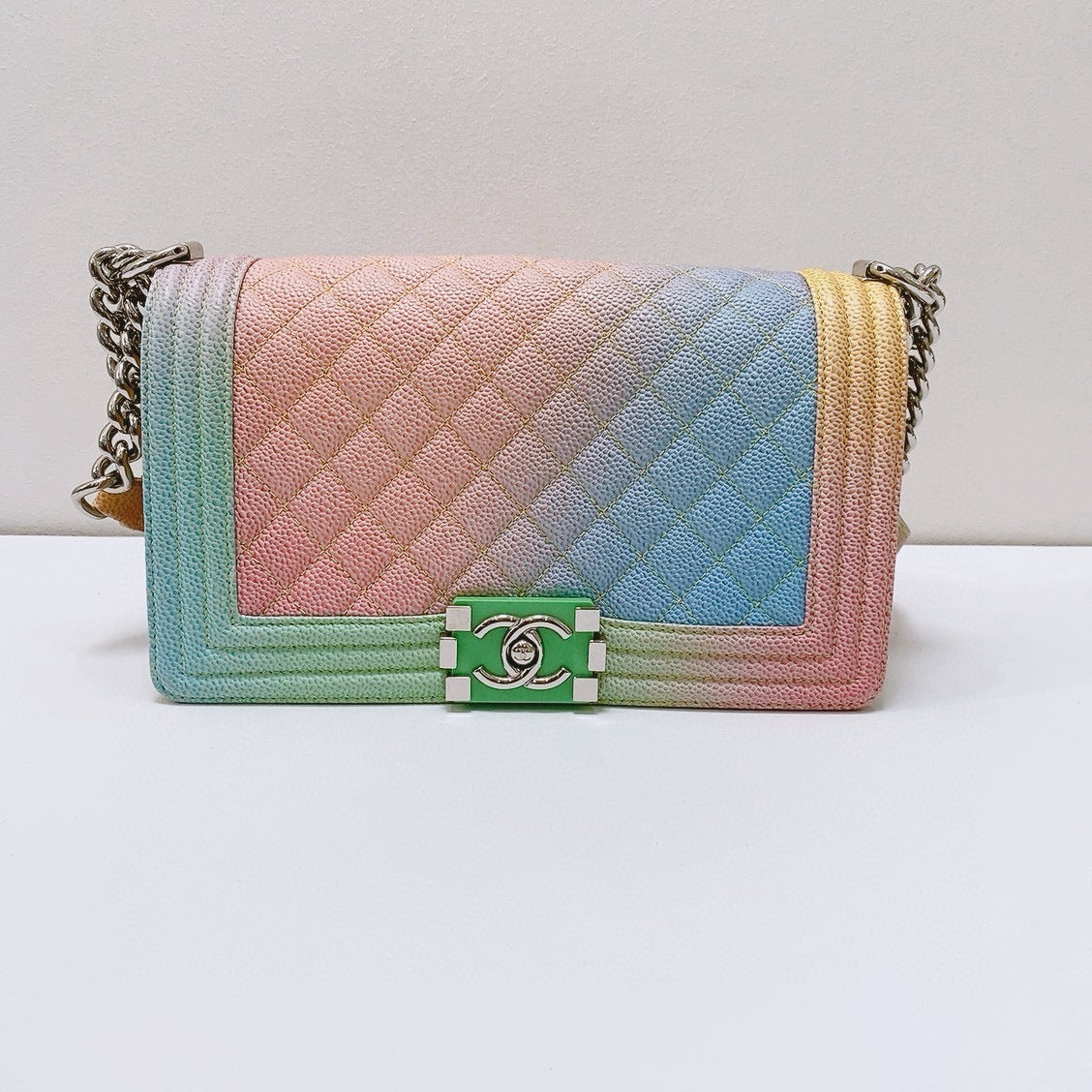 Chanel - Boy Bag - Caviar leather - Multicolour gradient (Pink, Blue, Green, Yellow) - (Medium)